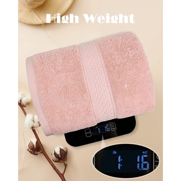 Ultra Mykt Badehåndkle Sett med 2, 100% Bomullshåndklær for Dusj, Spa eller Svømming, Medium Tykkelse Ekstra Absorberende Badehåndklær 140 x 70 cm (Rosa, Blå)