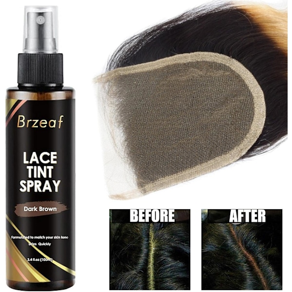 Perukfärgad spetsspray -spetsfärg Kant håller fuktighet för män och kvinnor Toupéer 3,7 oz Svartbrun