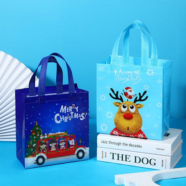 10 stk. kreative trykte juleserie tote bag multi-c