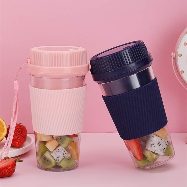 USB Ladattava Mini Kannettava Mehustin - Hedelmäblenderi Ulkoiluun, Matkustamiseen ja Urheiluaktiviteetteihin (Sininen)