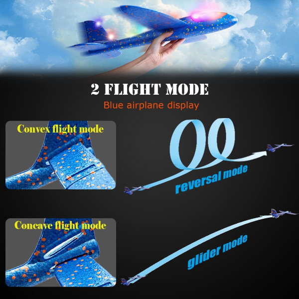 2 st Blinkande Lysande Glider Plane 2 Flight Mode Aerobatic Superb Charming Shining Foam Flygplan kan flyga på natten för barn som den bästa presenten. (Led Gl