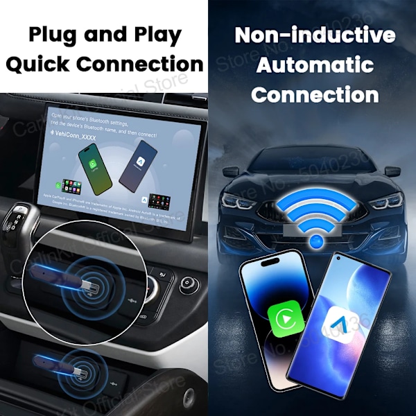 CarlinKit 5.0 Mini Ultra Trådlös Adapter Trådlös CarPlay Android Auto För OEM Bil Plug and Play WiFi Bluetooth Automatisk Anslutning