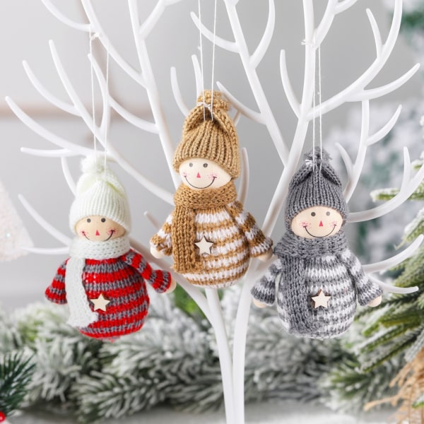 3st juldekoration kreativitet träull snögubbe docka julgran garderob dekoration hänge