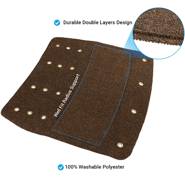 3-delad RV Step Matta för utomhuscamper Step Cover 22" Surround Radie Matta RV Tillbehör (brun)