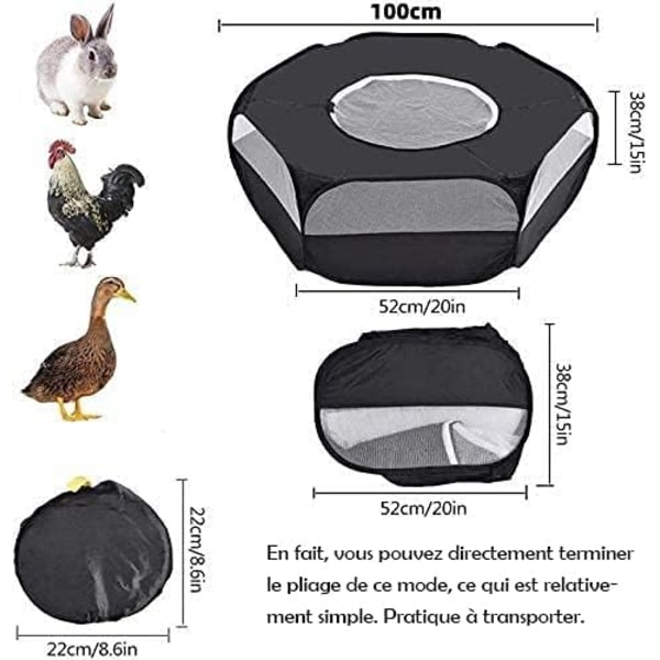 Lekhage för små djur med cover, hopfällbar bur, bärbar, vattentät och andas, för kanin, ekorre, kattunge, valp, chinchilla och igelkott (Bla