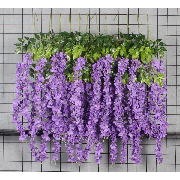 12 stk. 109,7 cm Rayon Wisteria Ranker Hængende Blomster Guirlande Snor Hjemmefest Bryllupsdekoration, Lilla