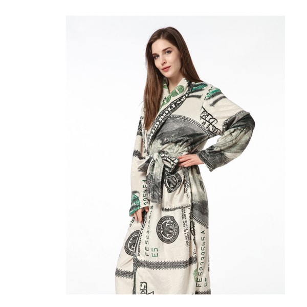 Dame Morgenkåber Blød Varm Flanel Badekåber Dame Pyjamas Pyjamas Hjemmetøj Pyjamas(M)