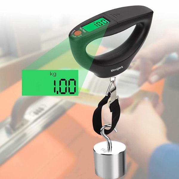 50 kg:n (110 lbs) kannettava digitaalinen riippuva matkatavaravaaka postivaaka, 2 AAA-paristoa (ei sisälly) (musta)