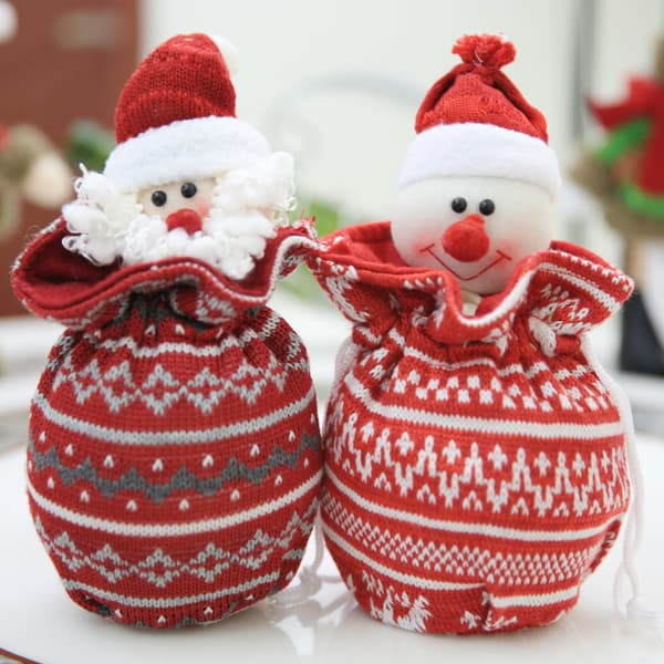 Creative Christmas Dekorativ presentpåse Barnstickad äppelpåse Godiskakapåse Julklappspåse