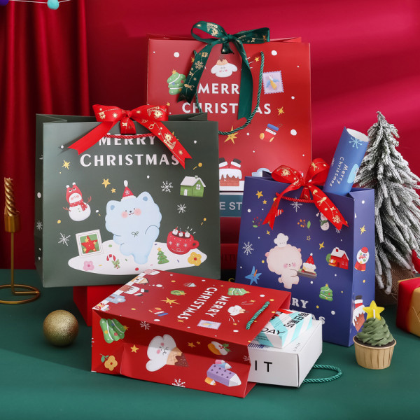6-delad julklappspåse presentband presentpåse barnhjort jultomte handväska äppelpåse presentpåse