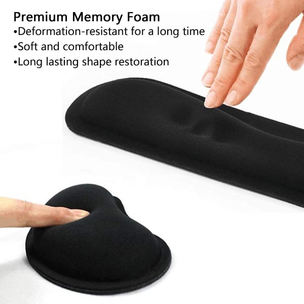 Tastatur Håndleddsstøtte og Gel Musematte Håndleddsstøtte, Ergonomisk Håndleddsstøtte, Sklisikker Tastatur Musematte Håndleddsstøtte Kit Datatilbehør (43x8.5x2cm)
