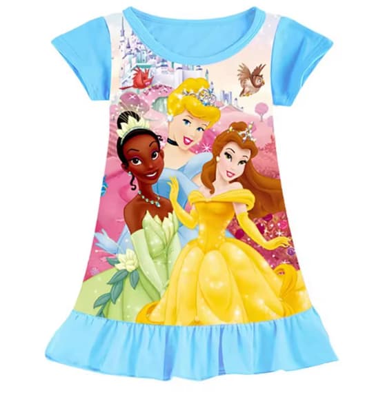 Tecknad söt prinsessklänning, sommarflickors pyjamas, barnens hemkläder 4(100cm) （120cm）