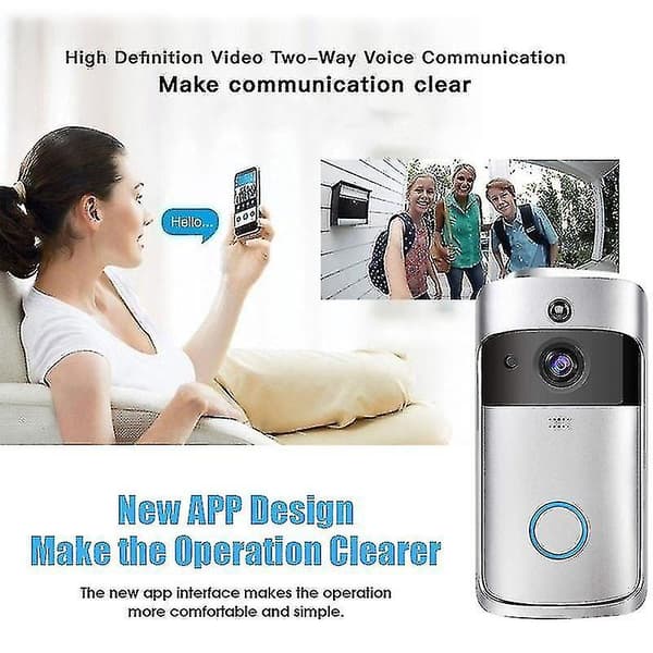 Wifi Smart Video Dörrklocka Intercom Smart Kamera Dörrklocka Pir Detektering Kamera Mörkerseende Hem