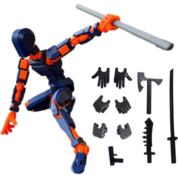 T13 Action Figure, Titan 13 Action Figure, Robot Action Figure, 3D Printed Action[HK] orange+blue