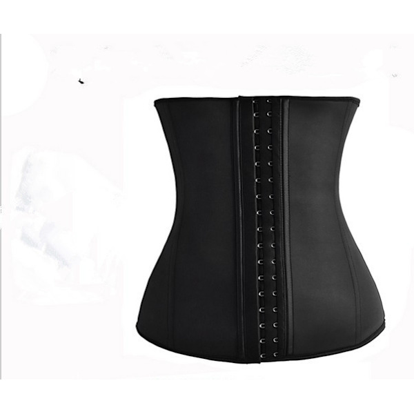 Dame Underbust Latex Sportsbælte Taljetræningskorset Timeglasform (Sort, XL)