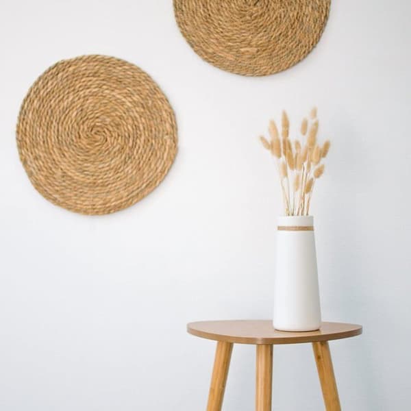 Keramikkvase for pampasgress, hvit vase som moderne boho-dekor til stuer, 25 cm