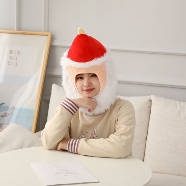 Santa Claus Hat Hooded Cartoon Rolig söt plyschleksak