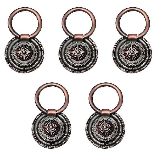 5 kpl Pyöreä Vintage Laatikon Vedin Huonekalujen Vedin Yksireikäinen Laatikon Vetimet Nupit Kahva Lisävaruste Kaapille Vaatekaapille (punainen pronssi, halkaisija 46 mm)