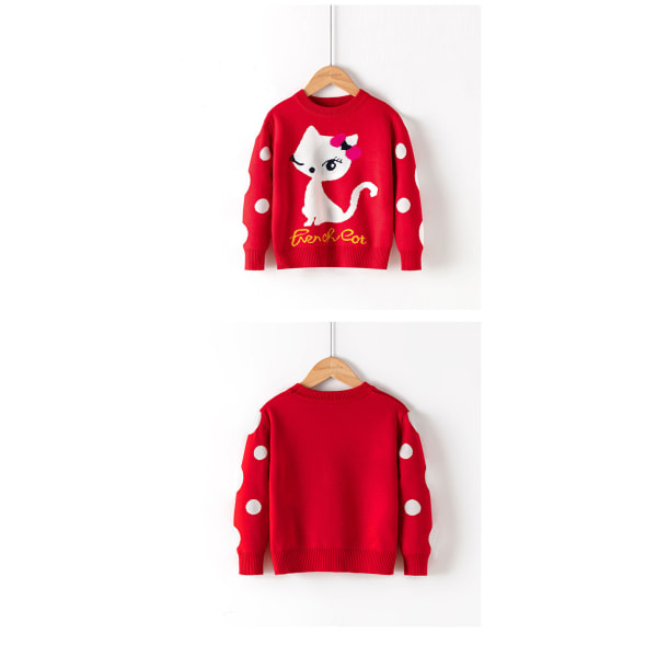 Toddler Pojke Flicka Jultröja Stickad Pullover Xmas Ren Älg Snögubbe Tecknad Tröjor Toppar redcat