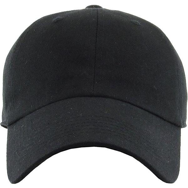 Klassisk Lavprofil Bomuldshat Mænd Kvinder Baseball Kasket Far Hat Justerbar Ustruktureret Almindelig Kasket (sort)