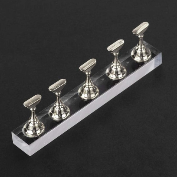 2-pack akryl fingernagel DIY Nail Art Display Stand Training Finger Practice Display Stand (2 x S, Silver)