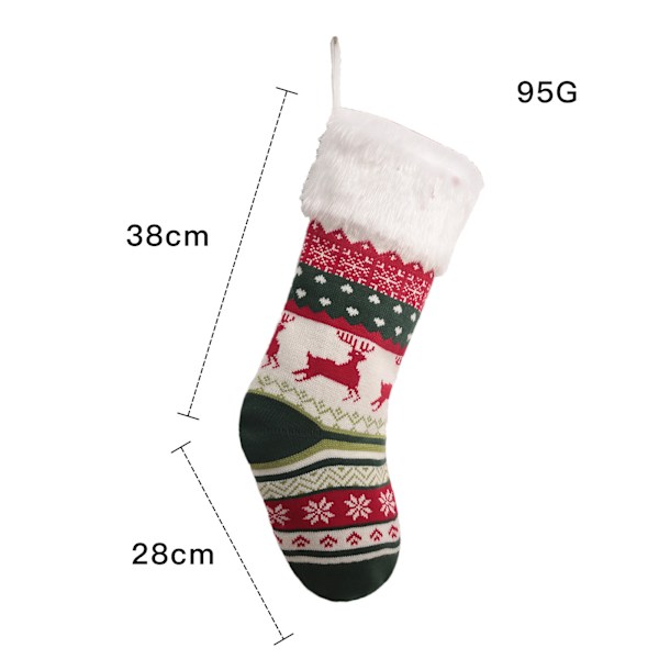 Två stora julstickade strumpaprydnader Julbarn julklapp 38x28cm