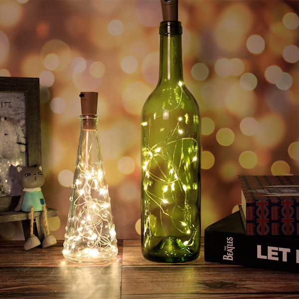 8-pack med flasklampor, 1m 10 led-korkljus för vinflaskor, koppartråd Fairy String Lighting