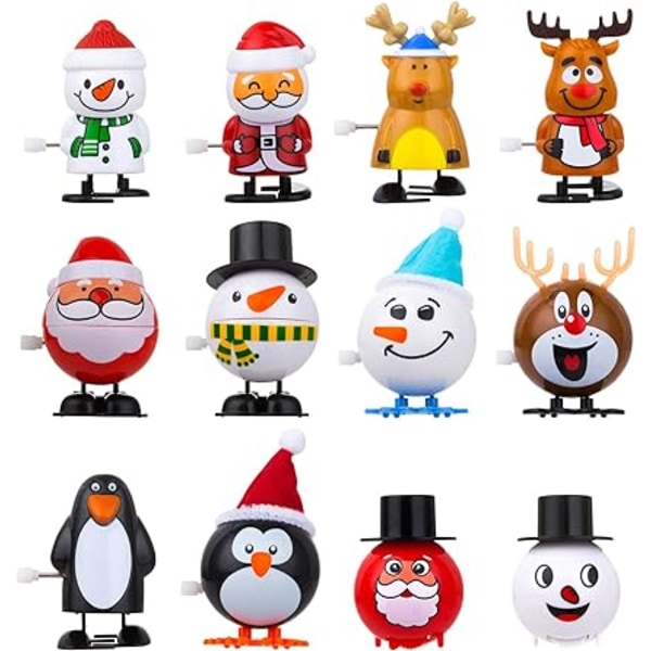 12 st upprullningsleksaker, söta tecknade julleksaker i form av upprullningsleksaker, julfödelsedagspresent till barn
