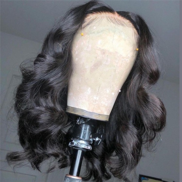 Färgad peruk mode kvinnor medellångt lockigt hår mittdelen våg mikrocurl kemisk fiber peruk set 45cm