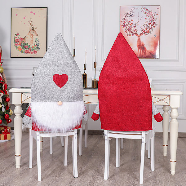 2st Julstolsöverdrag Julbordsstol Underlägg Svensk Tomte Gnome Style Julstol Cover Xmas Hem Köksdekorationer