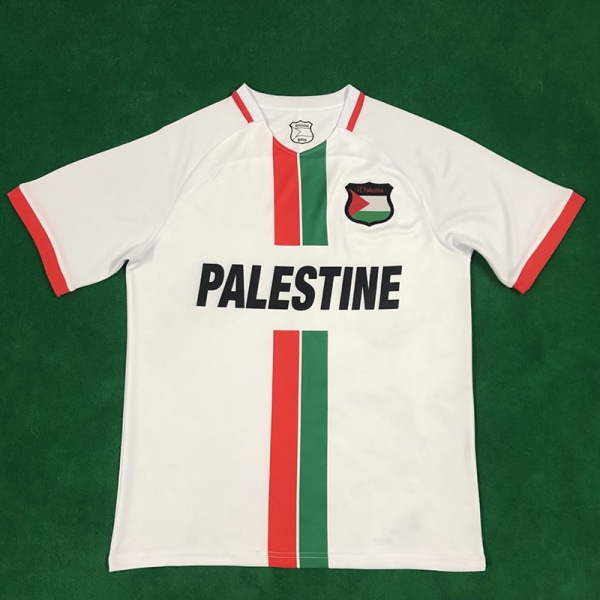 2024 Palestina Fotbollströjor Svart Center Stripe Fotbollströja Rättvisa Mars Fotboll Uniform Jersey Fotbollströja B L