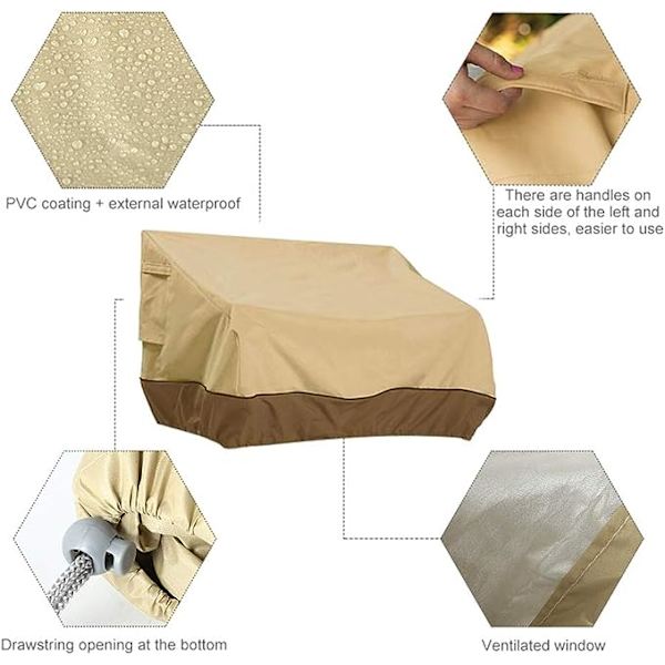 Cover för utemöbler, sofföverdrag för utomhusbruk, Vattentät Loveseat Cover för trädgård, UV-skydd, Dammtät och vindtätt (M)193*83*84