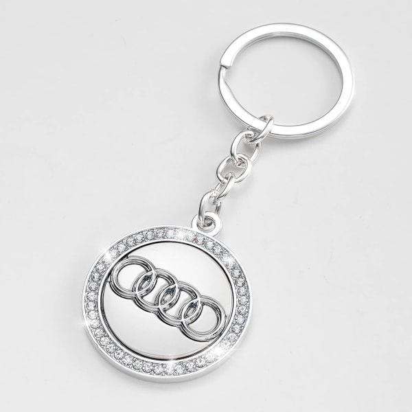 Audi nyckelring bil logotyp nyckelring Diamanttillbehör lämpliga för Audi all Series Dekoration män och kvinnor affärspresenter födelsedagspresenter (1 st)