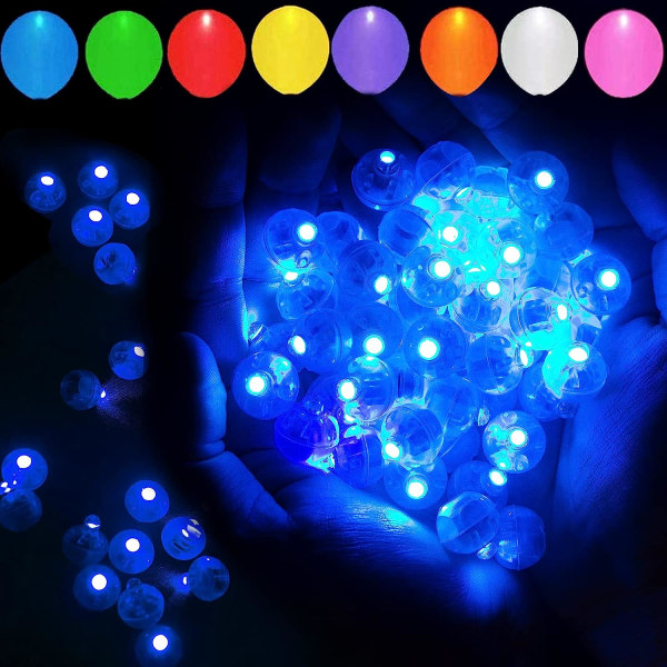50 stycken blå LED-ballonglampor, runda LED-kullampor, mikro LED-lampor dekorerar inomhus- och utomhusfestaktiviteter Rolig bröllopsfestival birt