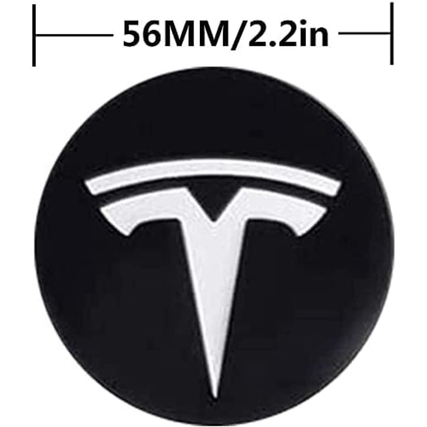 4 stk. 56 mm (2,2 tommer) Sirkelbueform 3D Stereo Aluminiumslegering Felgnav Kapsler Senterdeksel Emblem Merke Klistremerke passer for Tesla Roadster ModelS X 3 Y monochrome