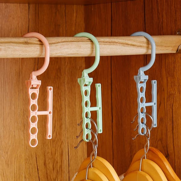 10 stk. Krok Solid Plassbesparende Plastikkleshenger for Garderobe (rosa)