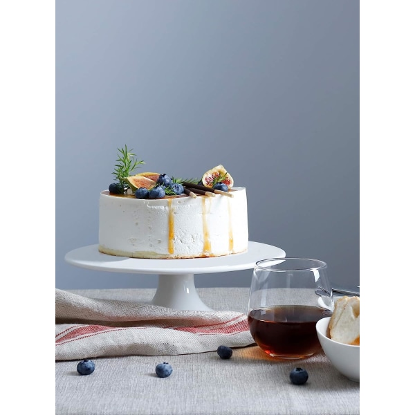 10-tommers kakefat i porselen, rundt dessertfat, cupcake-stativ for bursdagsfester, bryllup, babyshower og andre arrangementer, hvit