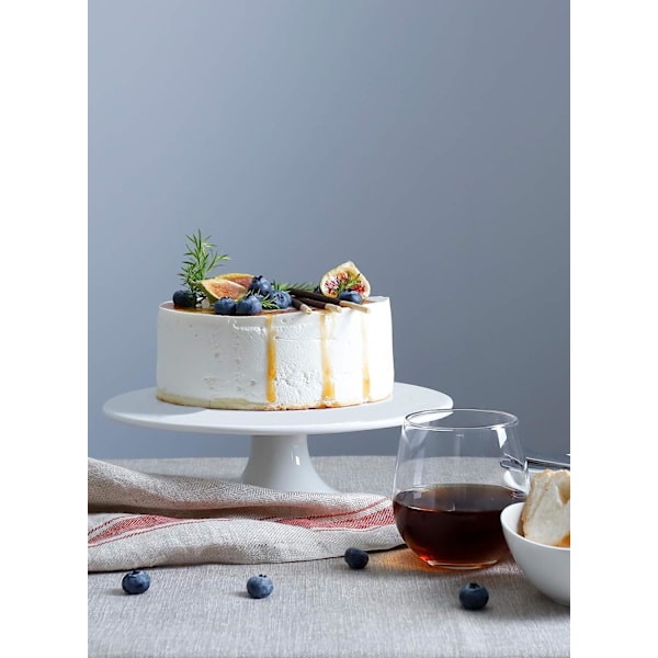 10 tums tårtställ i porslin, runt efterrättsställ, cupcakesställ för födelsedagsfester, bröllop, baby shower och andra evenemang, vit