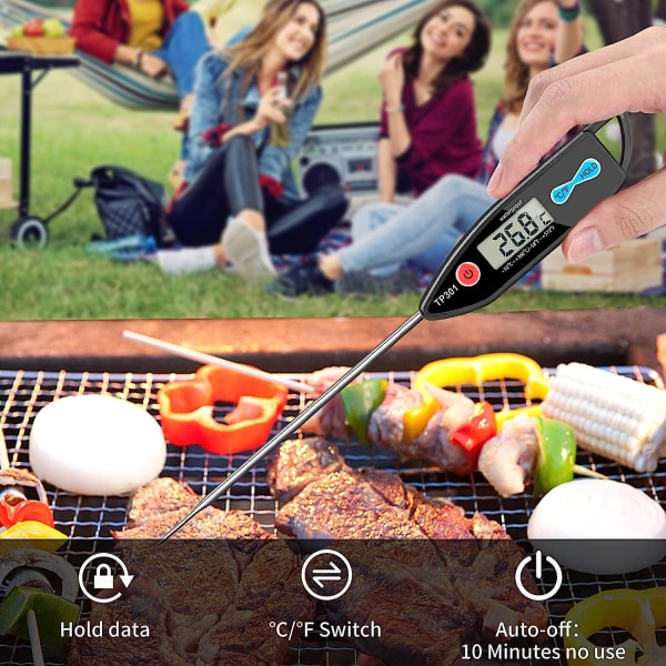 Køkkentermometer Madlavningstermometer Øjeblikkelig Aflæsning LCD-Display Automatisk Sluk Vandtæt Lang Probe til BBQ Sødt Vand Grill BBQ Køkken Mælk