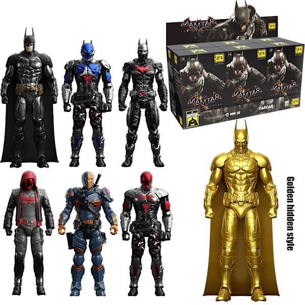 1PCS Batman Arkham Knight monterad modell Blind Box 10cm Actionfigurer Samling Hobby Modell Ornament Pojkar Leksaker Gåvor