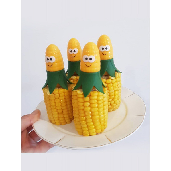Corn Star Sammenlåsende Maiskolbeholdere, 2 par (4 maispinner), Gul
