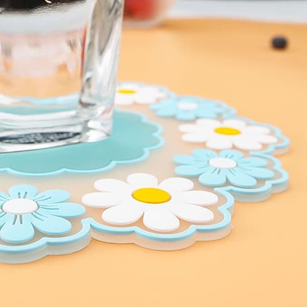 Sett med 6 Daisy Spring Flowers Silikonbrikker Isolasjonsputer Gave til bryllup, bursdag, flytting