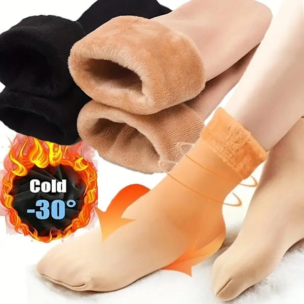 4 Par Tykke Fleeceforede Vinterstrømper - Varme, Selvopvarmende Mid-Calf Snestrømper til Mænd & Kvinder, Ensfarvede