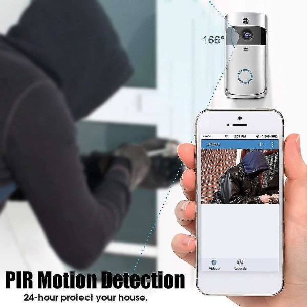 Wifi Smart Video Dörrklocka Intercom Smart Kamera Dörrklocka Pir Detection Night Vision Hemmakamera