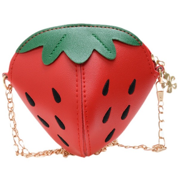 Mode Strawberry Little Girls Axelväska Small Läder Crossbody-väska Handväska Clutch-plånbok