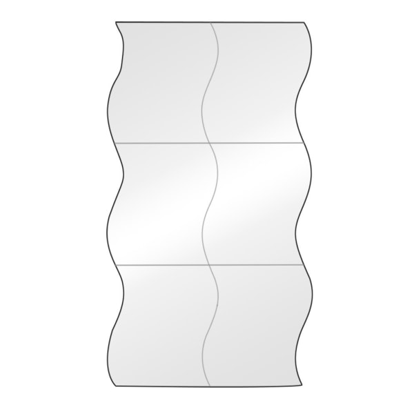 6st spegel väggdekal Silver självhäftande väggspegel, vågform(S)