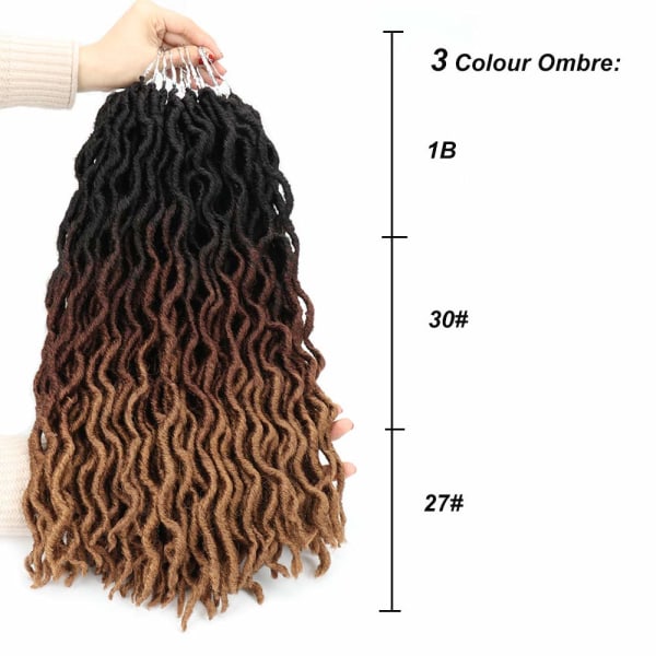 Dirty Braided Crochet Hair Extensions Virkat hår 18 Inch 24 Pi