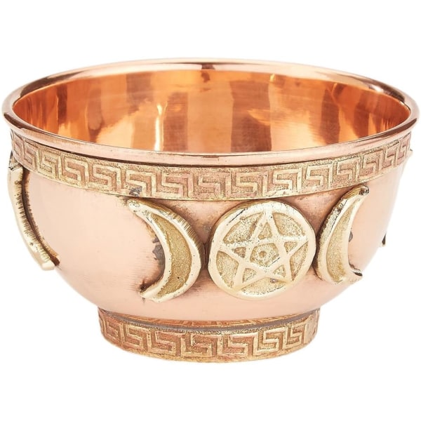 Triple Moon Pentacle Copper Offering Bowl 3", Utmärkt för altarbruk, rituell användning, rökelsebrännare, kladdskål, dekorationsskål, erbjuder skål - New Age