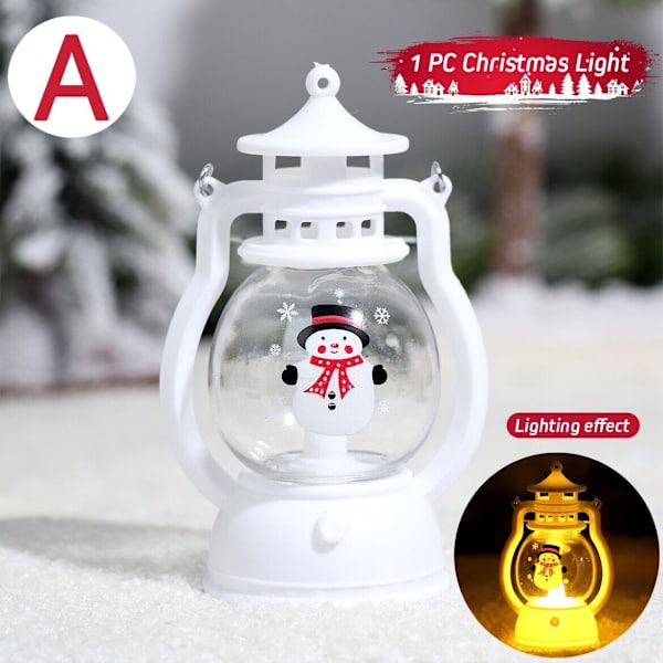 Jul Led Lantern Light Batteridriven Julgran Jultomte Decor，D Vit julgranslykta