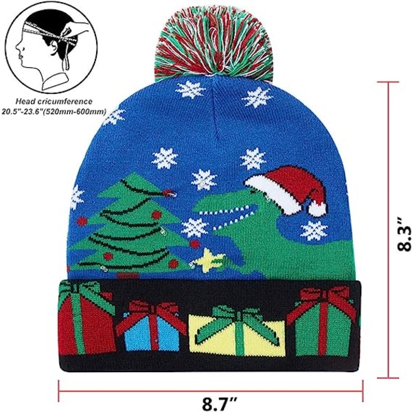 Unisex Ugly Light Up Christmas Knit Beanie Hats Färgglada Led Family Xmas Party Holiday Kepsar
